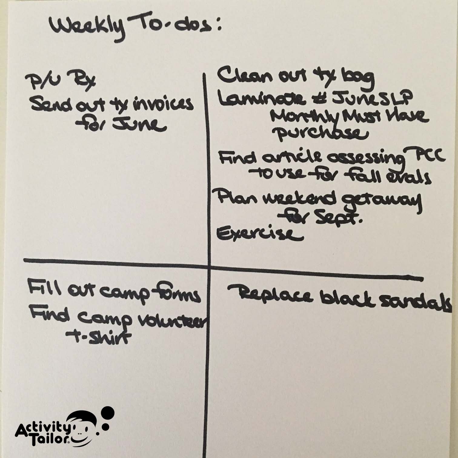 Organization for the SLP: Grid Style to-dos - Activity Tailor