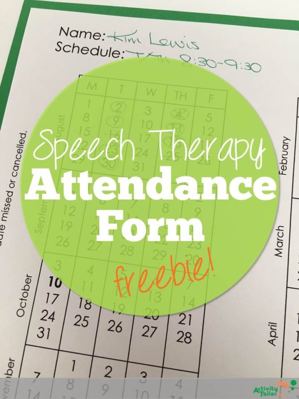 Free Speech Therapy Attendance Form for 201617 Activity Tailor