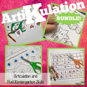 Assortment of scissor activities for articulation.