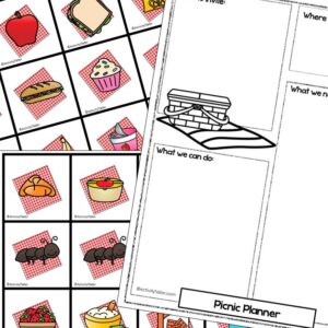 printables for picnic themed language activities