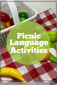 Picnic with play food to show language activities