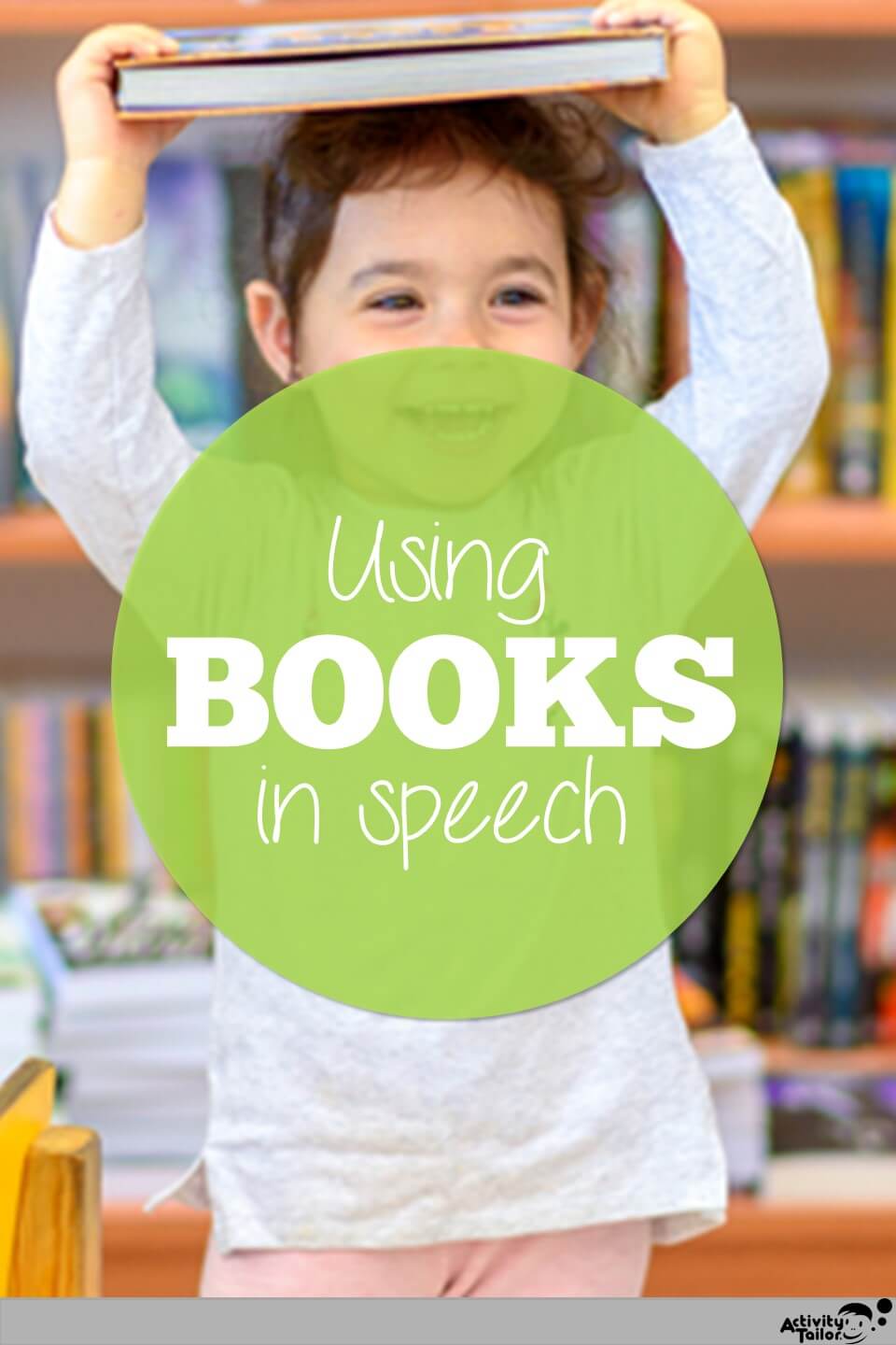 young girl holding book in speech