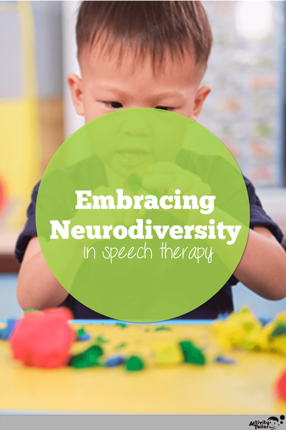 autistic boy playing with play dough