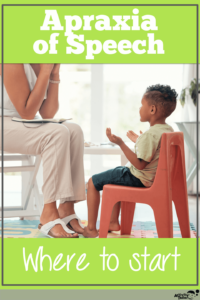 Child with apraxia working on speech with therapist